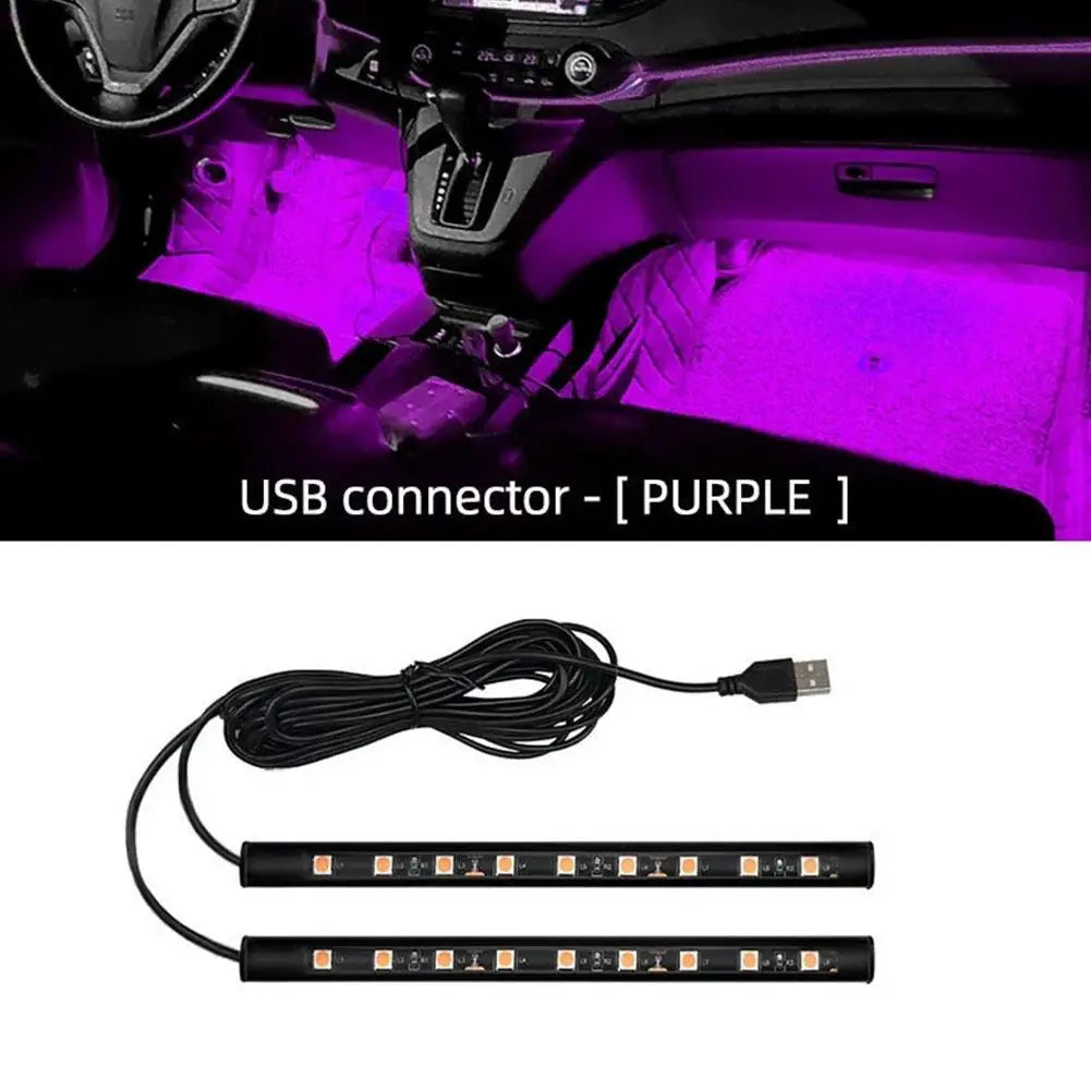 New LED Car Interior Ambient Foot Strip Light Kit Backlight 5V USB Auto Decorative Atmosphere Neon Lamp Vehicle Accessories