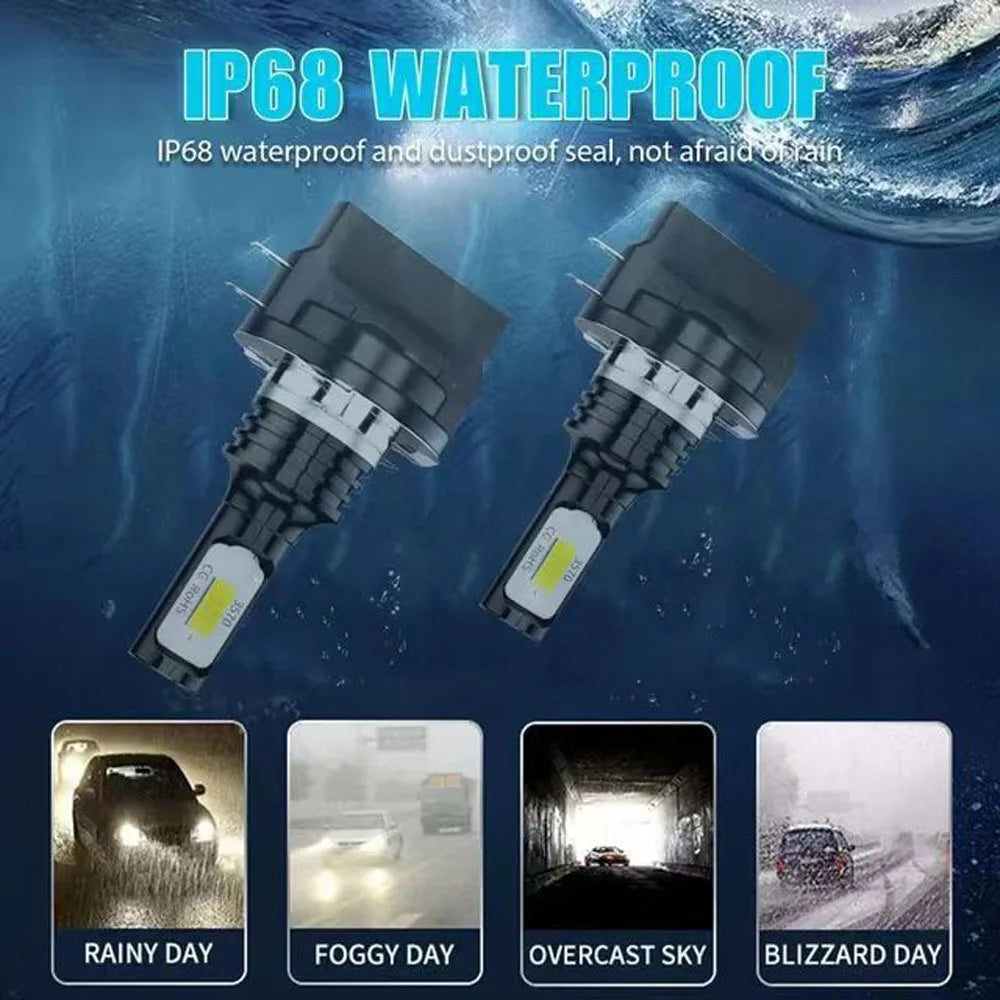2Pcs H15 LED H11B H8B H9B Headlight Bulbs CANBUS 6500K Yello