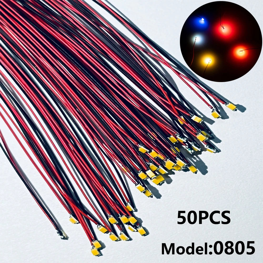 50pcs 0805 FLASHING LED SMD Lamp Wired Micro Litz Led Pre-So
