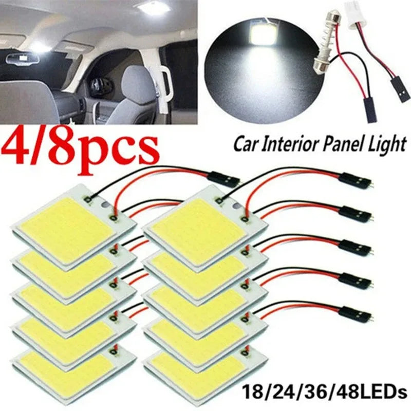 4Pcs T10 COB LED Car Bulbs 24-SMD 4W 12V 6000K White for Dom