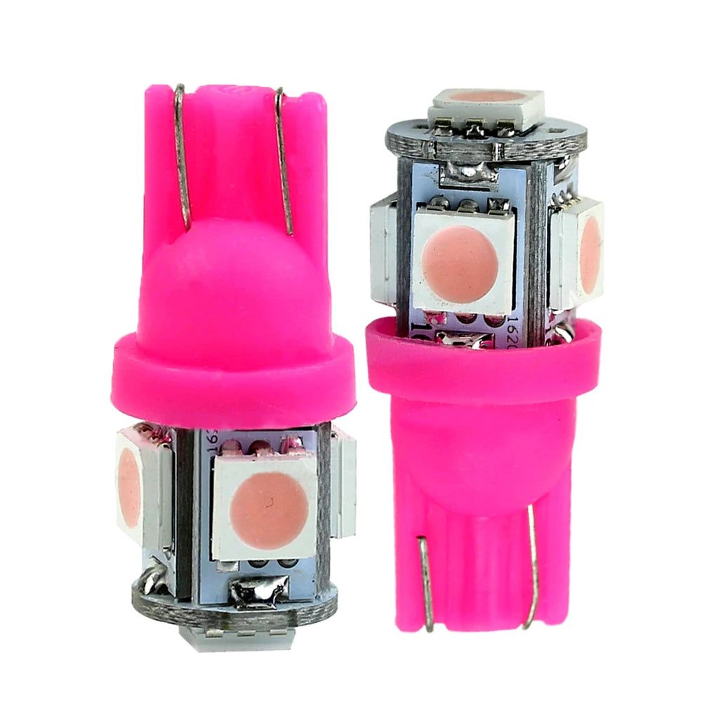 10pcs Pink Purple T10 158 192 194 168 W5W 5050 SMD 5 LED Car
