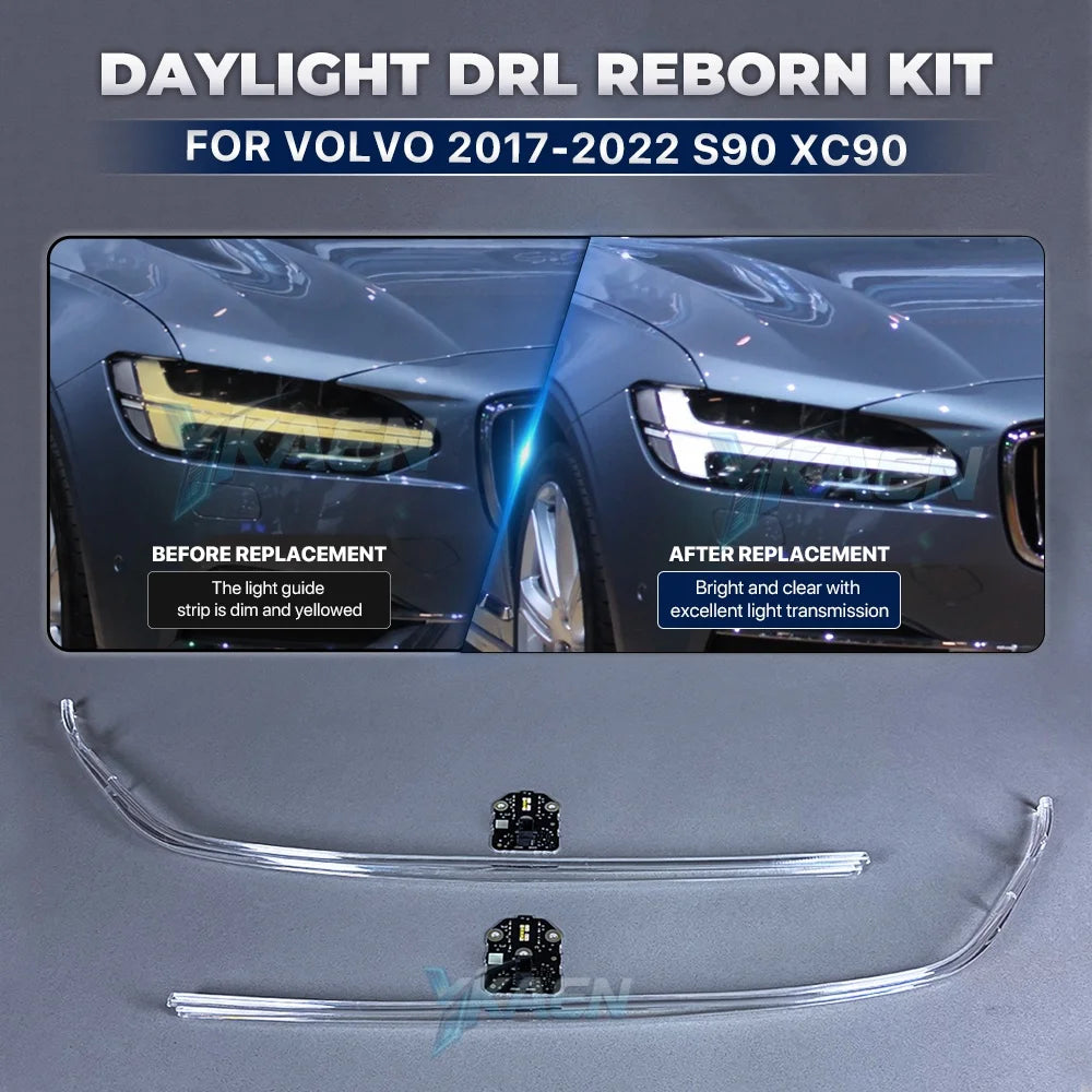 DRL Light Guide Plate Car Headlight Angel Eye Tubes Daytime Running Lights Chips DRL Boards Repair for Volvo