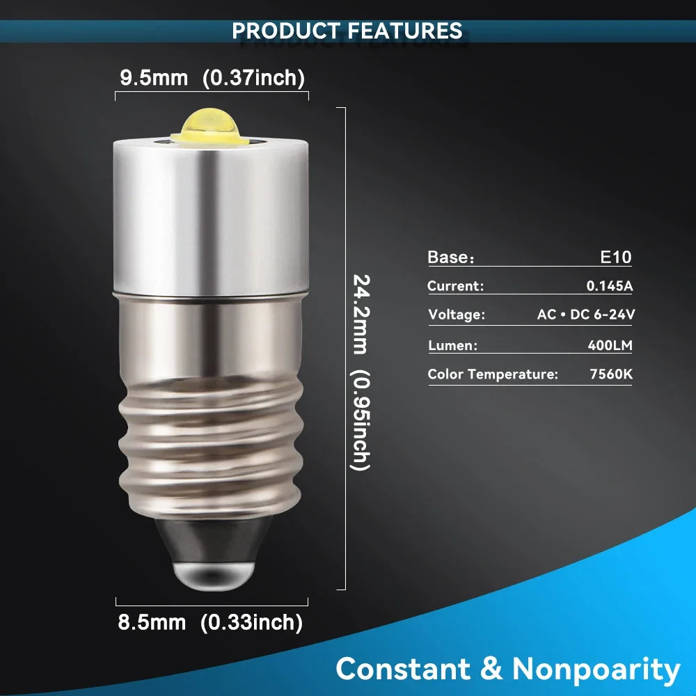 2PCS 7500K E10 Non-polar AC/DC 6V 6.3V to 24V 3535 Led 3W Bu
