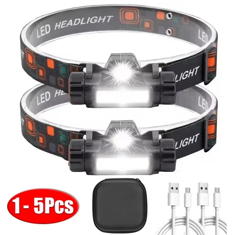 1-5PCS Rechargeable COB LED Headlamp Strong Magnetic Powerfu