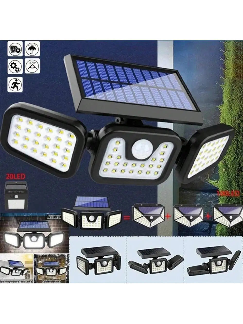 2025 Upgraded Solar Security Lights Outdoor 270 Human Detect