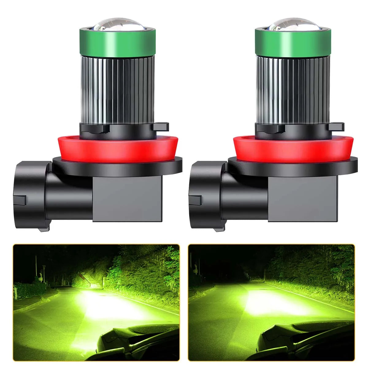 2Pcs New H11 LED H8 H9 Fog Light H7 Lens White Yellow Lemon 5202 9006 LED Car Headlight Bulbs Scooter Motorbike Lamp Accessories