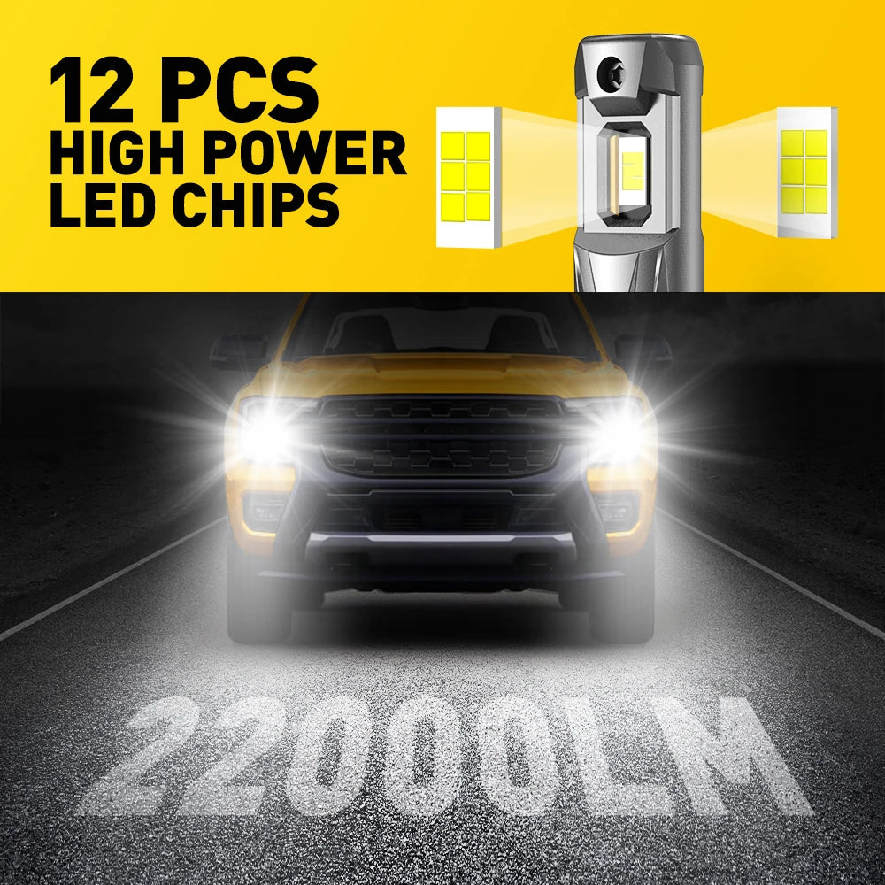 AUXITO 2Pcs 22000LM Turbo H8 H11 LED Headlight 120W Super Br