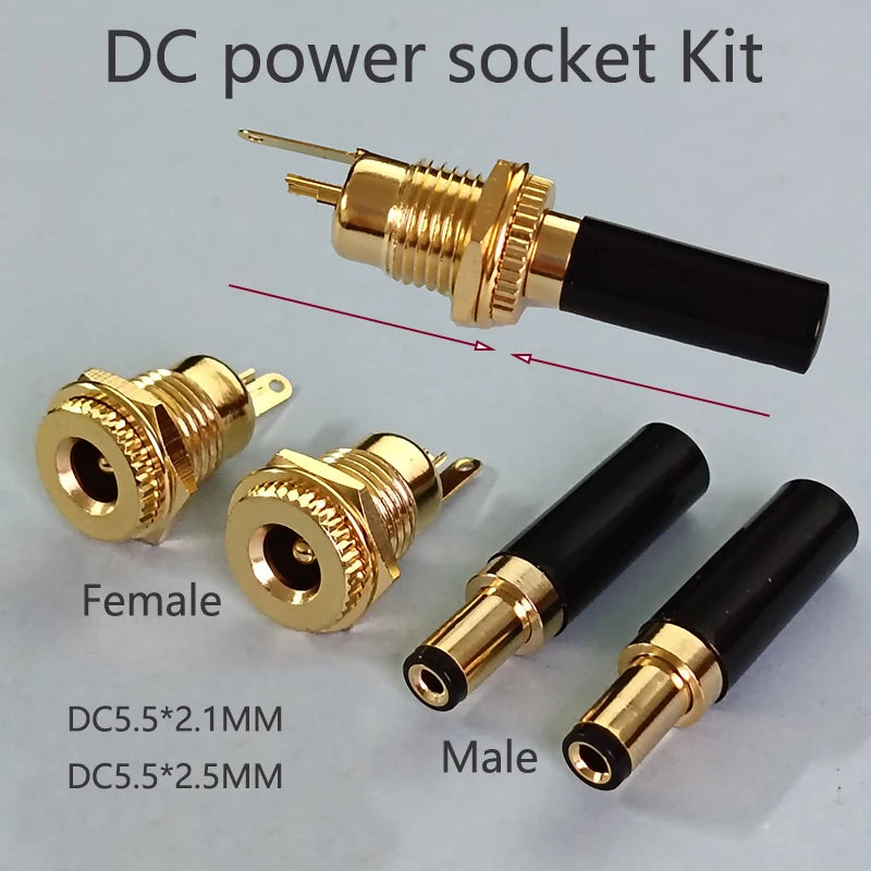 1/2PCS Gold Plated DC Power Socket Kit DC099 5.5 2.1mm 5.5 2