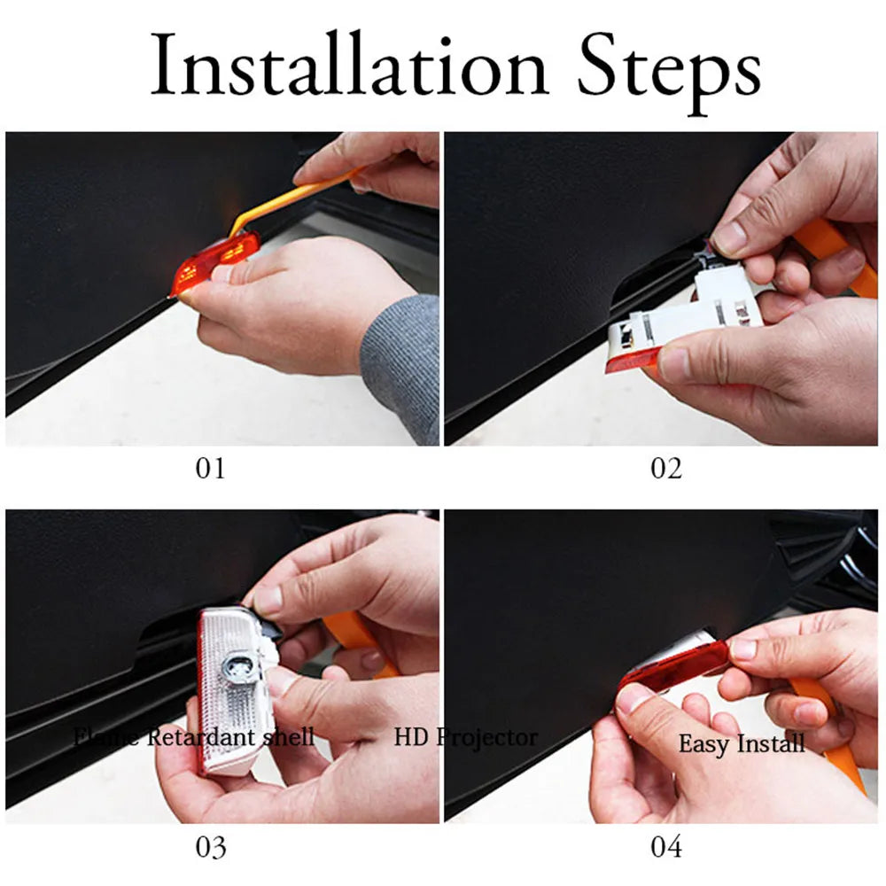 2PCS LED Car Door Warning Logo Projector Welcome Light Acces