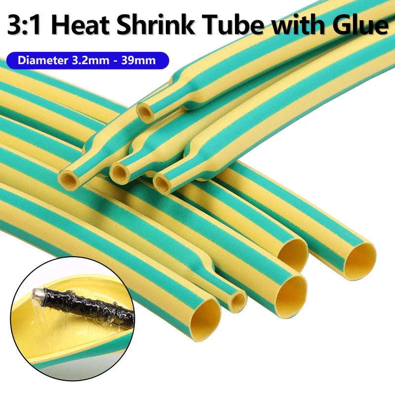 Yellow-Green 3 1 Heat Shrink Tube With Glue 1.6mm - 50mm Dua