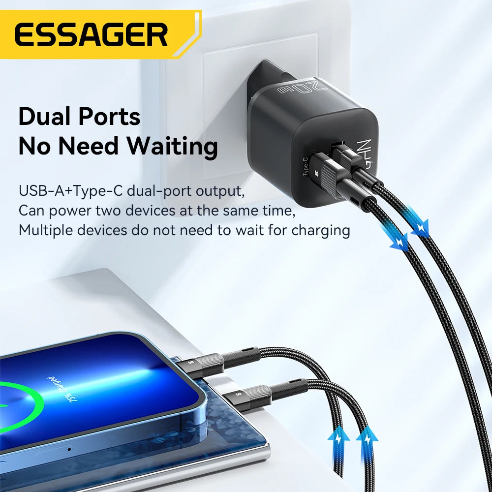 Essager 20W GaN PD USB C Charger for iPhone 14 13 12 11 Pro 