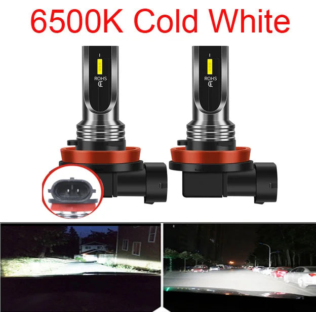 2Pcs New H8 H11 LED Car Headlight Kit H16JP 9005 HB3 9006 HB4 LED Bulb Car Headlamp Fog Light Turbo Lamp 12V 6500K Automobiles