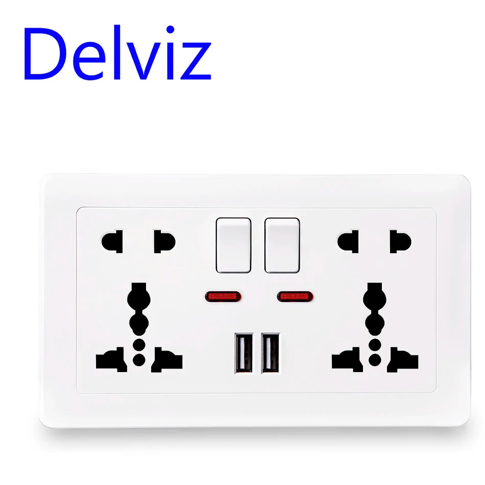 Delviz USB Charging Socket 2.1A Dual USB Port AC 110-250V 13