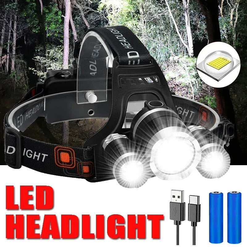 Super Bright Led Headlamp Use 18650 Battery Rechargeable Fis