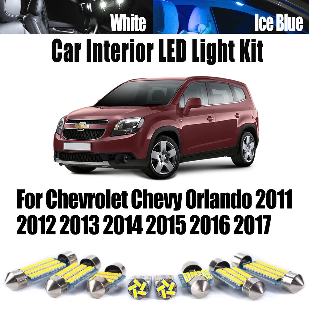 13-Piece LED Interior Light Kit for Chevrolet 2011-2015 - Canbus Error-Free Interior Bulbs