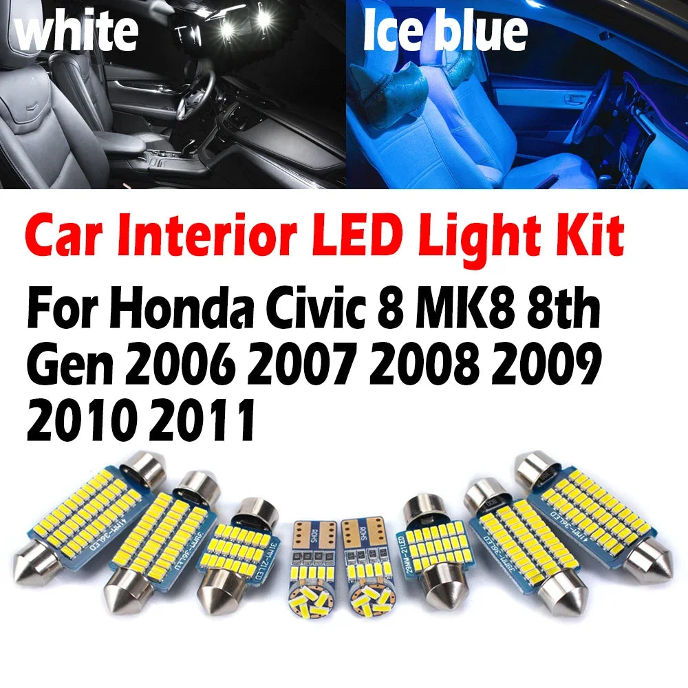 11-Piece LED Interior Light Kit for Honda Civic MK8 - Canbus Error-Free Interior Bulbs