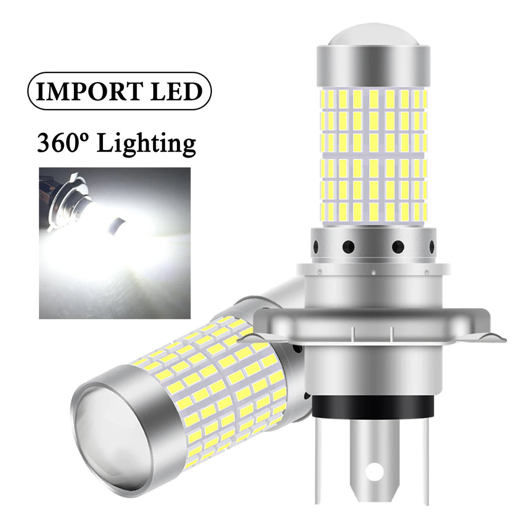 1PCS 144SMD H4 P15D BA20D Motorcycle Headlight Bulbs White 1
