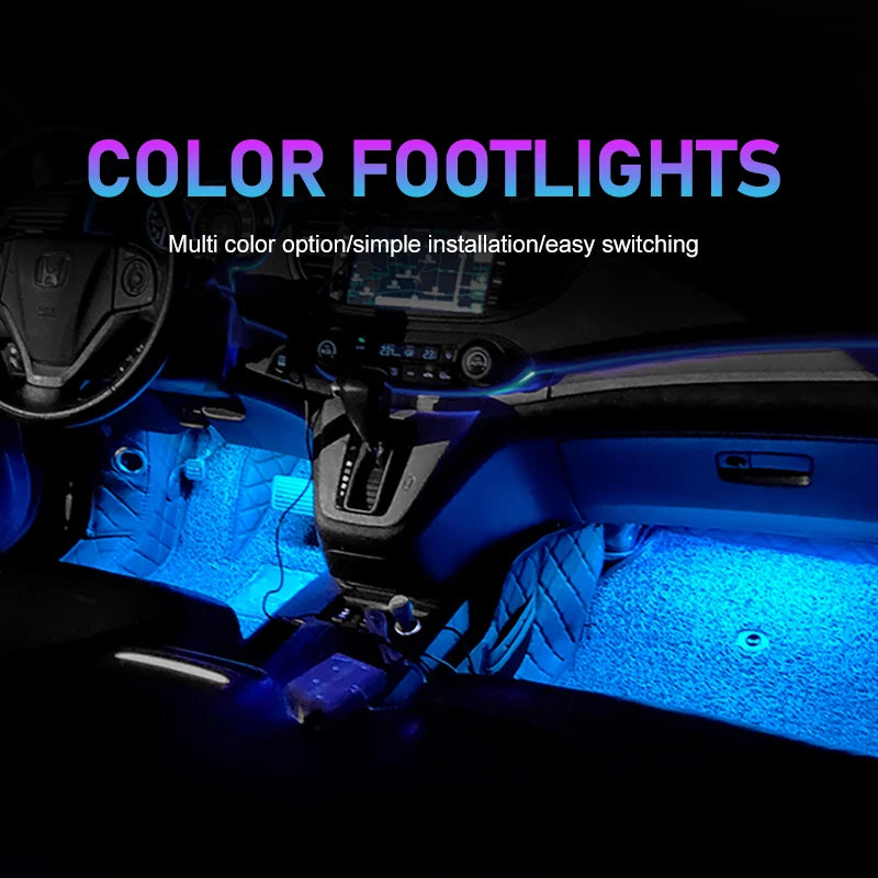 5V/12V Car Interior Backlight Ambient Mood Foot Light with C