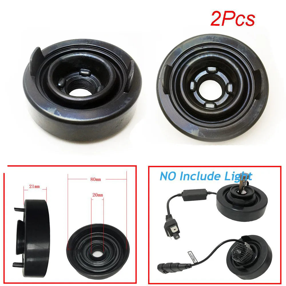 2 Pcs Universal Car Headlight Dust Cover Cap 80MM Soft Rubbe