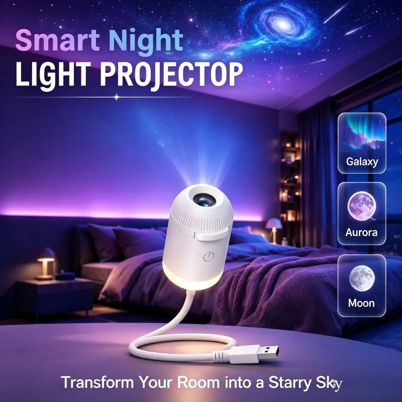 2 in 1 Rotatable Galaxy Starry Sky Sunset Projector Lamp Wir