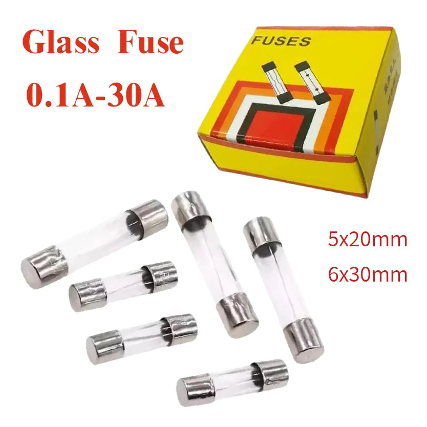 5x20mm 6x30mm Glass Tube Fuse Assorted Kits Fast-blow Glass 
