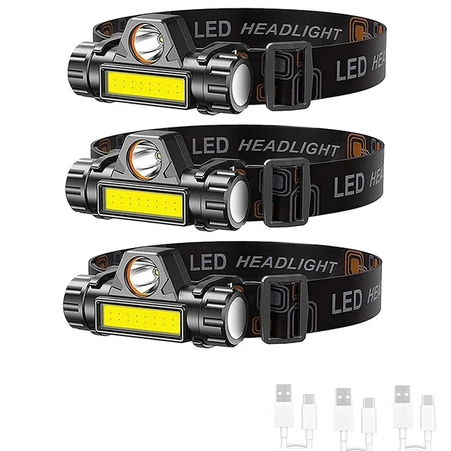 1-5PCS Rechargeable COB LED Headlamp Strong Magnetic Powerful Headlight Super Bright Waterproof Head Torch For Outdoor Fishing