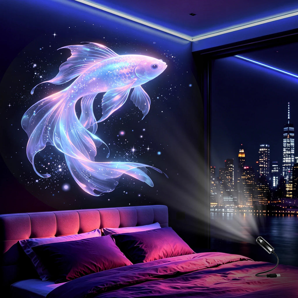 Ocean-Themed Projector Lamp USB Powered Creates a Romantic D