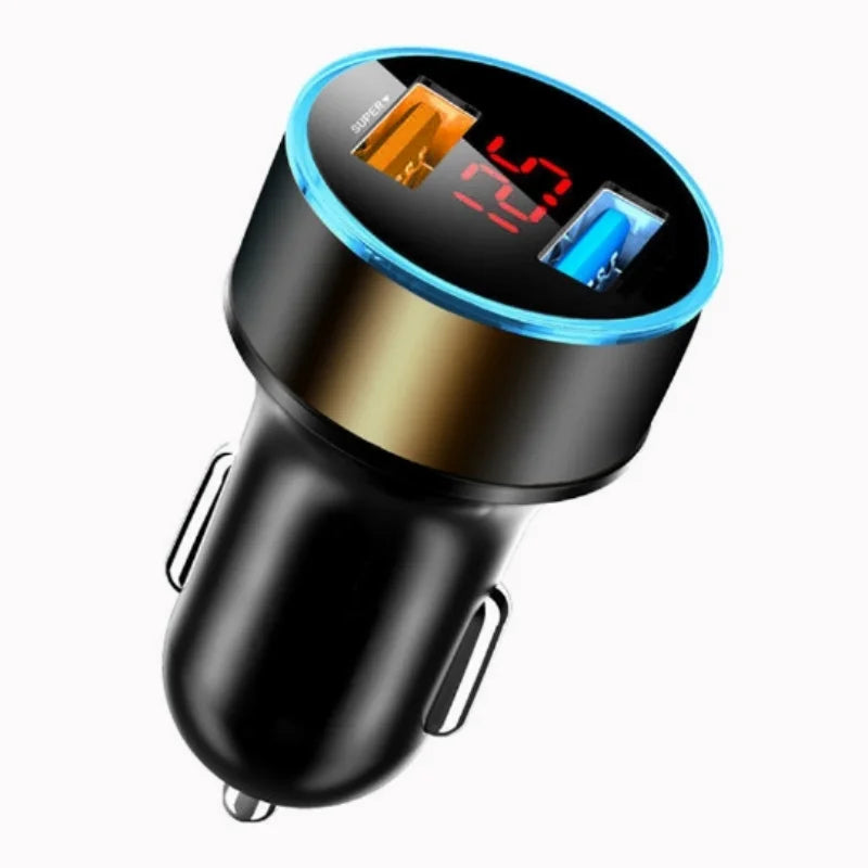 USB Car Charger Fast Charge Dual USB Car Charger 2 Port LCD Display Voltmeter Car Cigarette Lighter Socket Car Charger Adapter