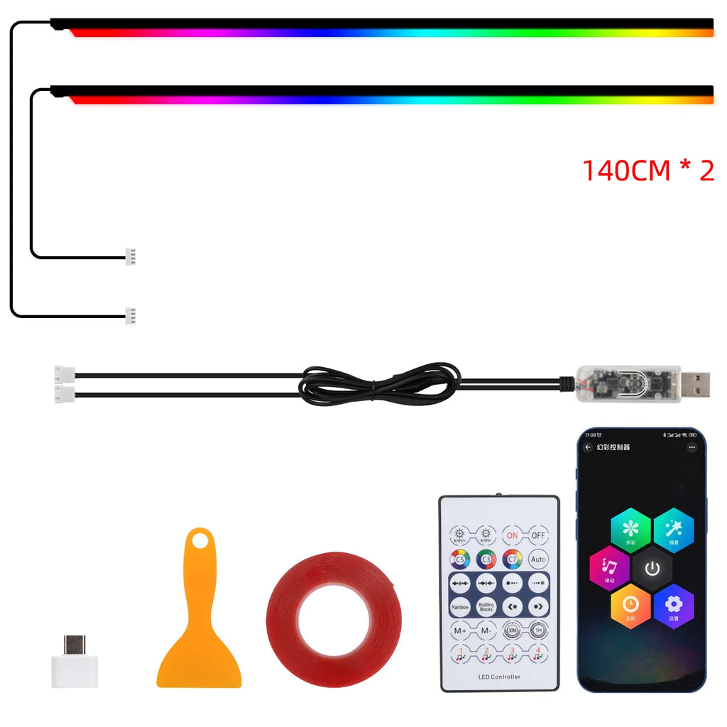 KEVANLY 140cm Symphony APP Control Car Roof Panoramic Skylight Ambient Light Refit Panoramic Acrylic Strip Dashboard Decoration