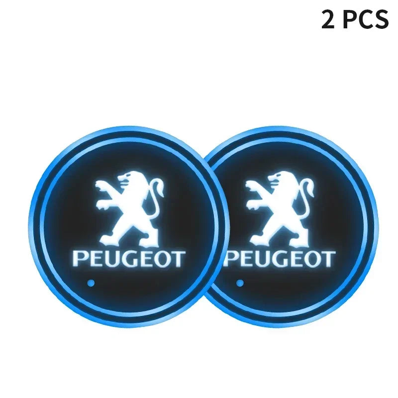 7 Colors LED Car Cup Holder Lights Anti Slip Waterproof Luminous Cup Mat Interior Deco For Peugeot 208 2008 308 3008 5008 408 50