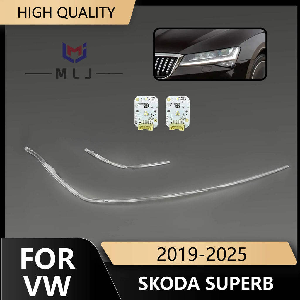DRL Light Guide Tube Angel Eye Day Running Light Strip Chip Board For Volkswagen VW Skoda Superb 2019-2025