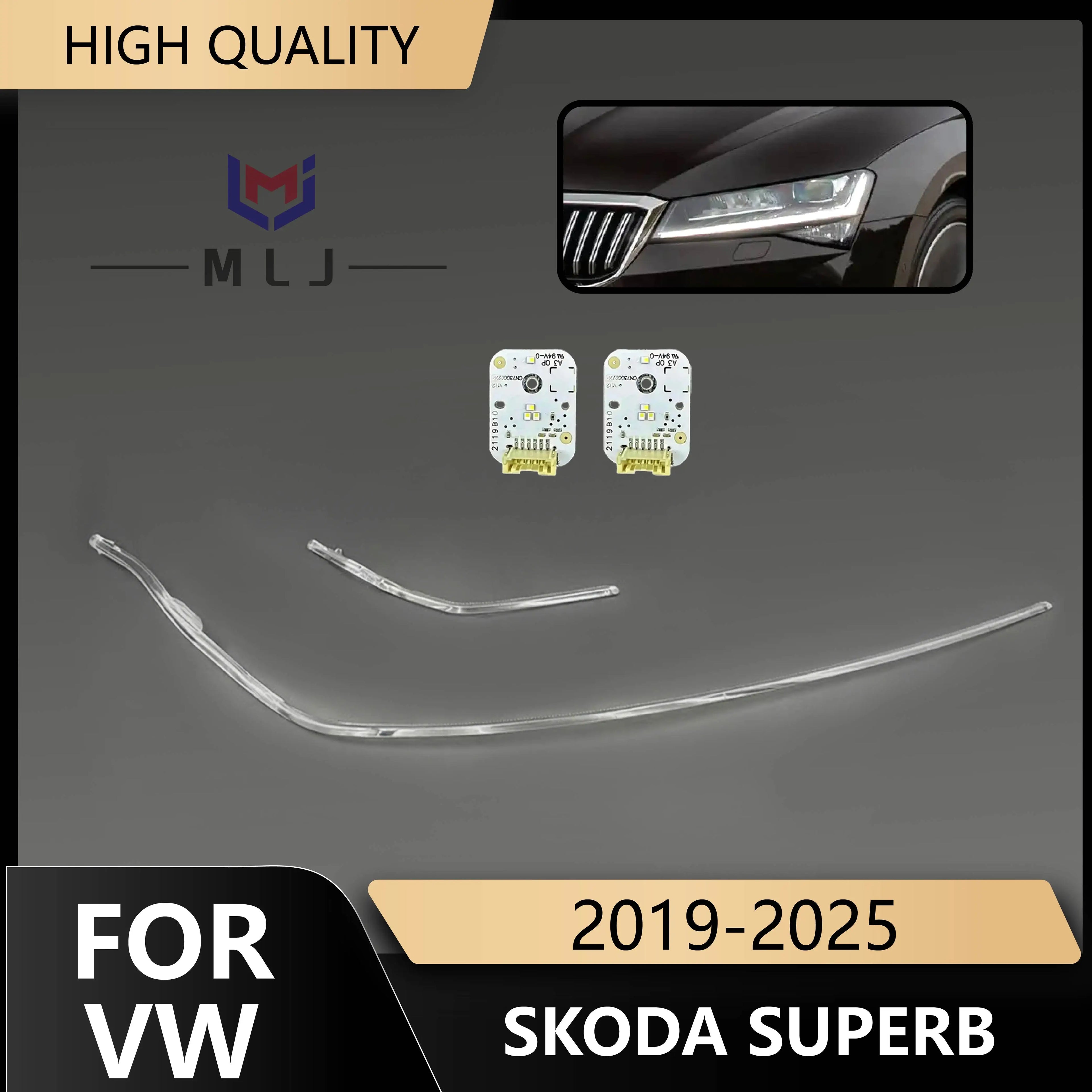 DRL Light Guide Tube Angel Eye Day Running Light Strip Chip Board For Volkswagen VW Skoda Superb 2019-2025