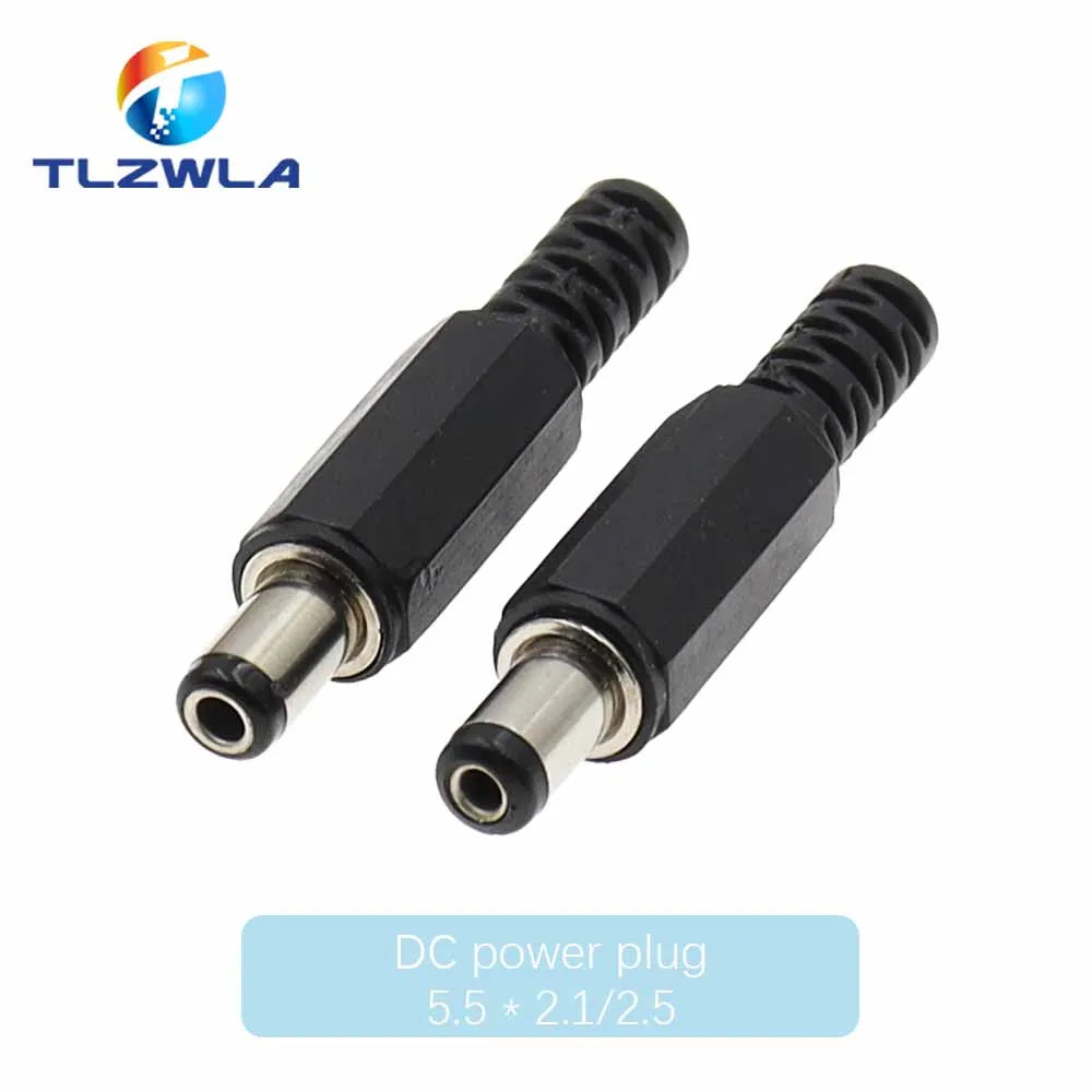 10PCS 24V 12V 3A Plastic Male Plugs + Female Socket Panel Mount Jack 5.5x2.1mm DC Power Connector Electrical Supplies 5.5 2.5