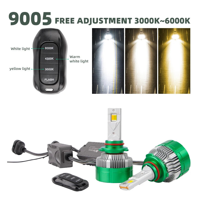 Car Lights K14 H4 Led Lamp Bi Led High Low Beam 3 Colors White Yellow H7 Led Canbus H1 H3 H11 Led Headlight Bulb 9005 9006 12v