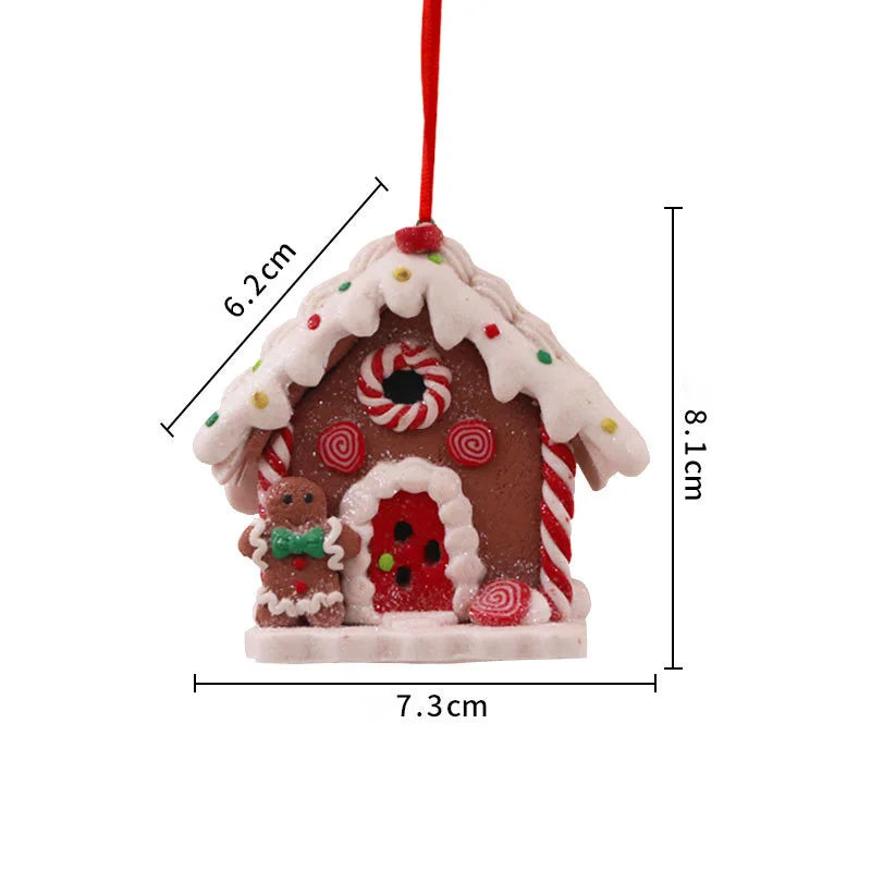 LED Light Christmas Gingerbread Small House Creative Pendant