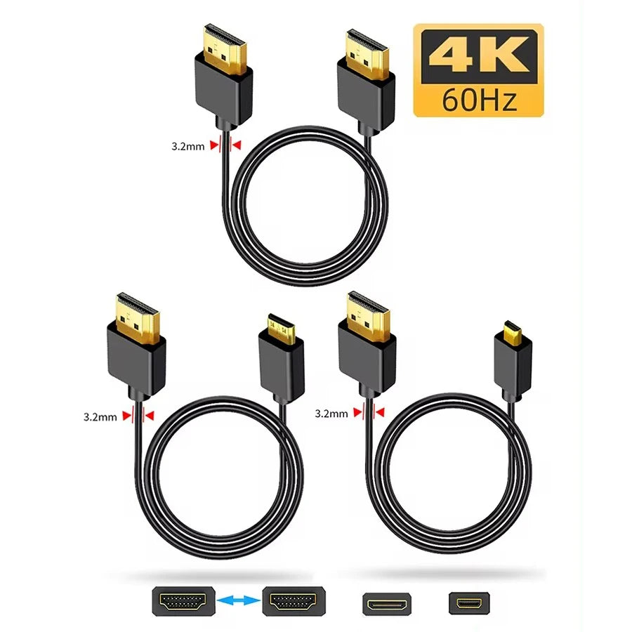 4K 60Hz 19+1 Core HD2.0 Cable Mini-HD/Micro-HD OD3.2 Ultra T