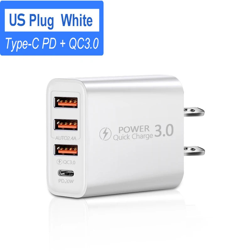 20W 2-Port USB Wall Charger Fast Charging Block Universal PD Adapter Plug for iPhone 13 12 Samsung Galaxy Xiaomi Mobile Phones
