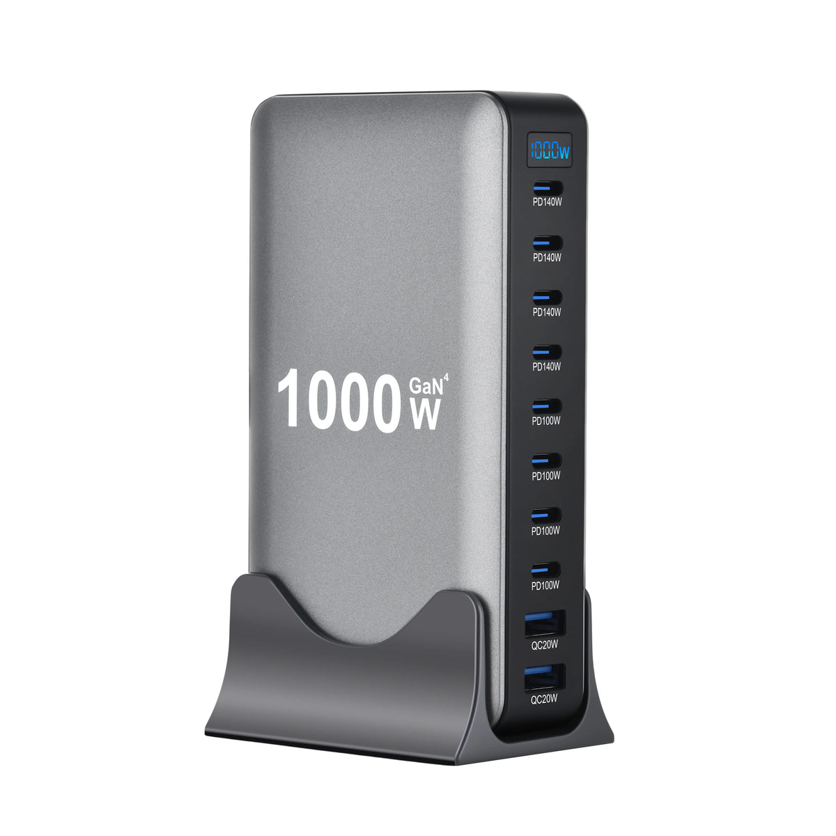 2026 New 1000W GaN Fast Charger PD3.1 USB Type C 10-Port Des