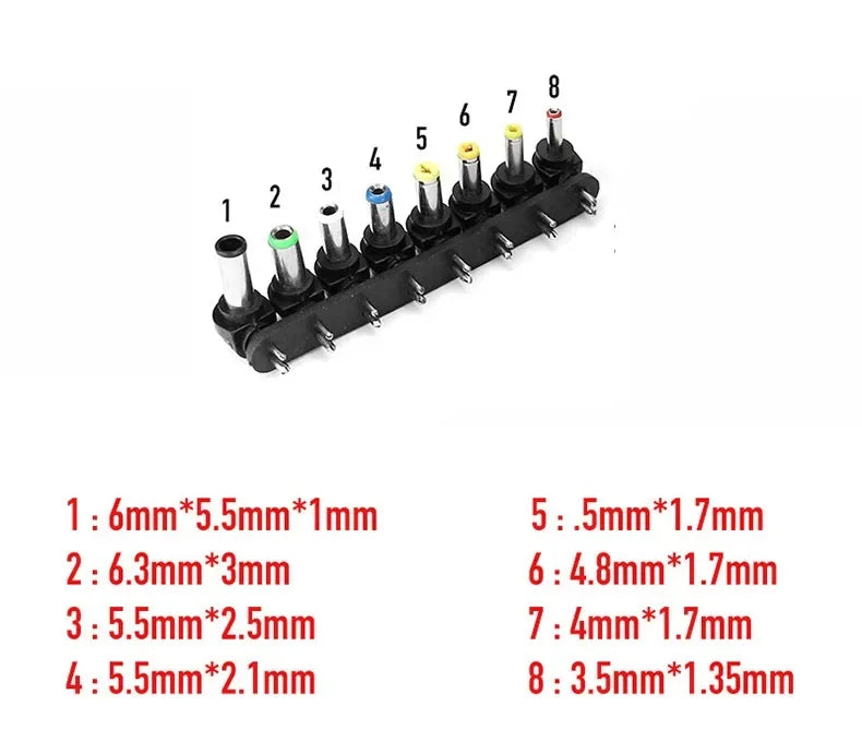 8pcs Universal DC Power Supply Charger Adapter Tips Jack Plu