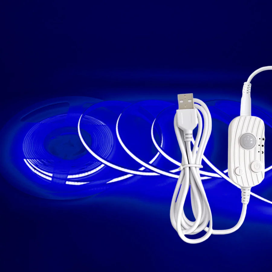 USB Motion Sensor 8mm COB LED Strip DC5V 3 Modes Dimmable Induction Night Light for Bedroom TV Backlight Kitchen Cupboard Decor