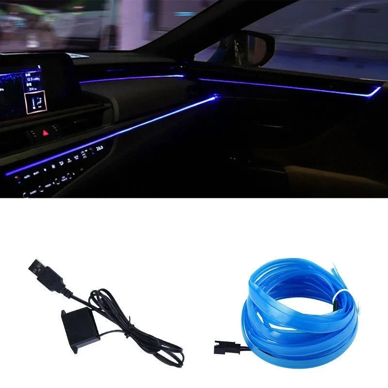 5M Car Interior LED Strip Light EL Wire Neon Ambient Lightin