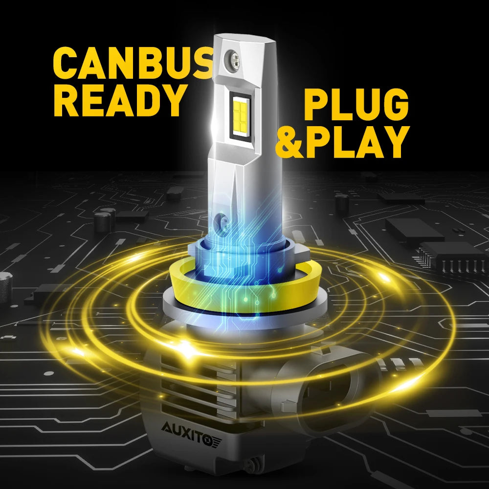 AUXITO 2x 100W H11 H8 H4 H7 LED Canbus No Error Turbo Headli