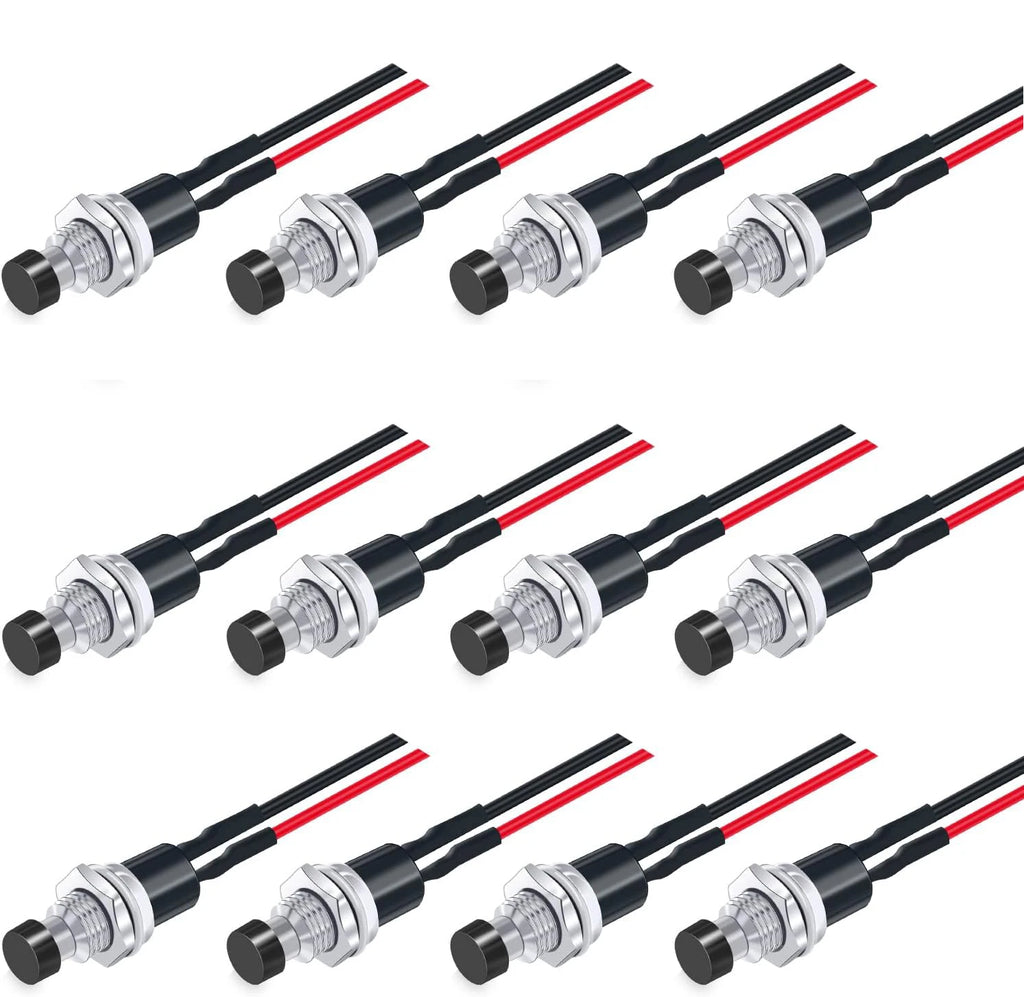 12PCS 12V 250V Momentary Push Button Switch 2 Pins SPST 7mm 