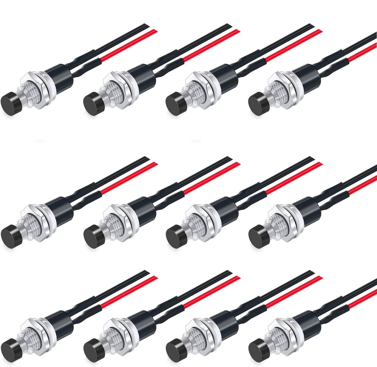 12PCS 12V 250V Momentary Push Button Switch 2 Pins SPST 7mm 