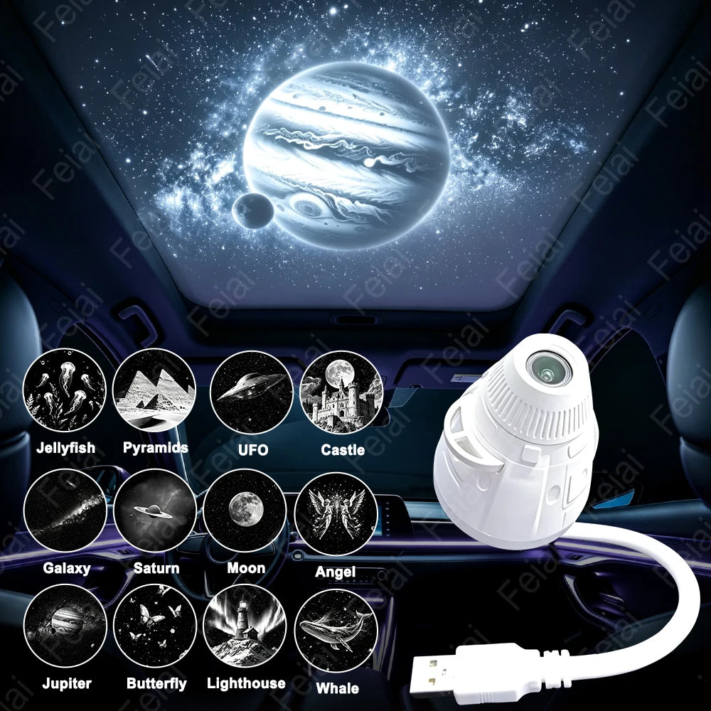 USB car mounted 360 adjustable starry sky environment projec
