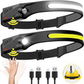 COB LED Headlamp Sensor Headlight with Built-in Battery Flas