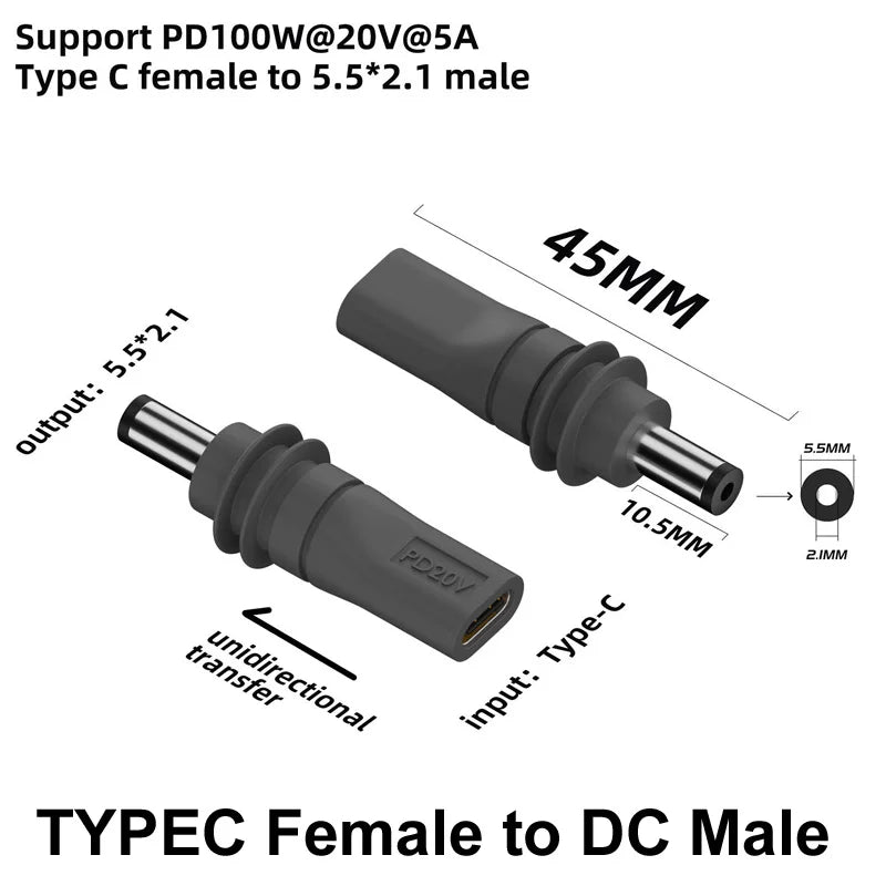 100W 20V/5A 2M/3m/5m/10M For Starlink Mini DC 5521 55 21 Power USB Type-C Replacement cable Waterproof IP67 Outerdoor Jack Charg