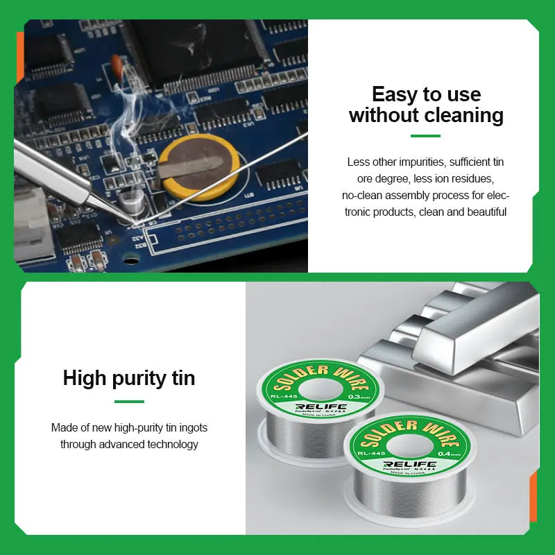 RELIFE RL-445 0.3/0.4/0.5/0.6mm High Purity Solder Wire Rosi