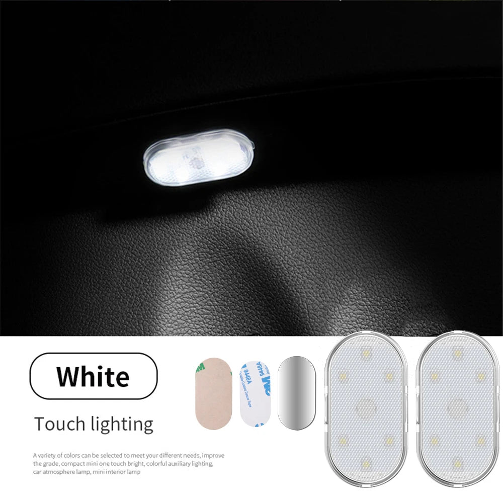 1/2pcs Multi Color Car Light Wireless LED Touch Light Roof Ceiling Sensor Read Lamp Mini USB Charging Light Auto Interior Lamp