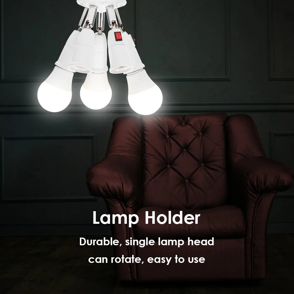 E27 Splitter 2/3/4/5 Heads Lamp Base Adjustable LED Light Bu